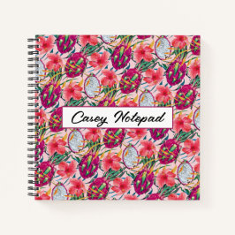 Cuaderno Fruta de Dragón Floral Tropical Moderna Palma Verd