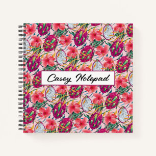 Cuaderno Fruta de Dragón Floral Tropical Moderna Palma Verd