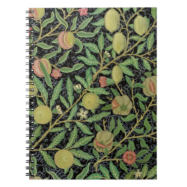 Cuaderno Fruta de granada oscura patrón de William Morris (Frente)