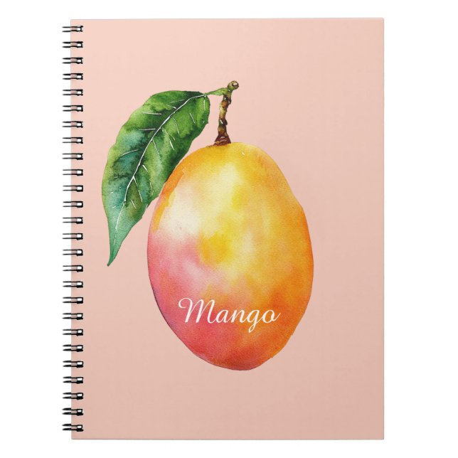 Cuaderno Fruta de mango amarillo rosa (Frente)