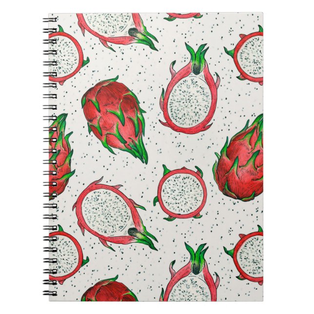 Cuaderno Fruta del dragón rojo en blanco roto (Frente)