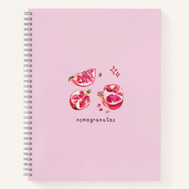 Cuaderno Fruta linda estética granada rosa 