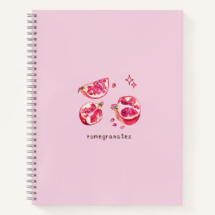 Cuaderno Fruta linda estética granada rosa 