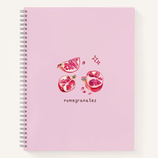Cuaderno Fruta linda estética granada rosa  (Anverso)