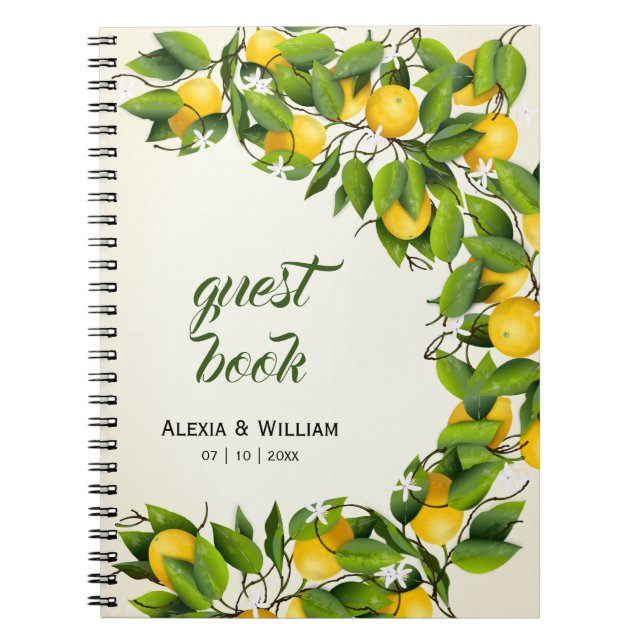 Cuaderno Fruta moderna de limón vintage | Boda invitado (Frente)