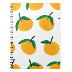 Cuaderno fruta naranja con fondo blanco sin soldadura