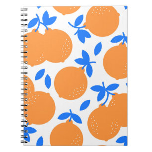 Cuaderno Fruta naranja: Exquisito patrón azulado.