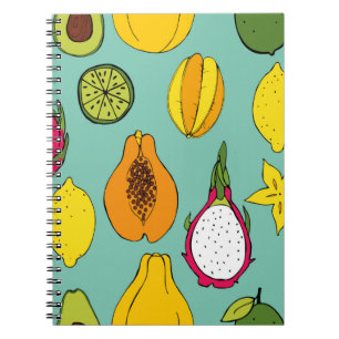 Cuaderno Fruta. Patrón vintage sin foco