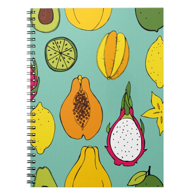 Cuaderno Fruta. Patrón vintage sin foco (Frente)