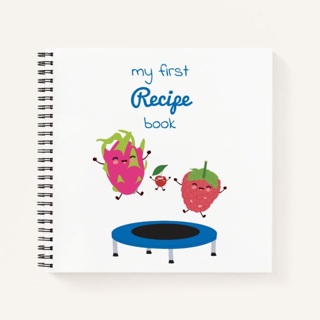 Cuaderno Fruta saltando la receta de los niños de Trampolin (Anverso)