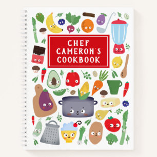 Cuaderno Fruta vegetal divertida frente a la cocina de los
