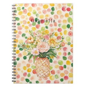 Cuaderno Frutal Rosa Verde Amarillo Piña Floral