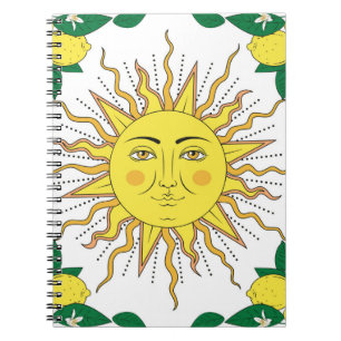 Cuaderno Frutas de limón cítrico tropical con flores y ma