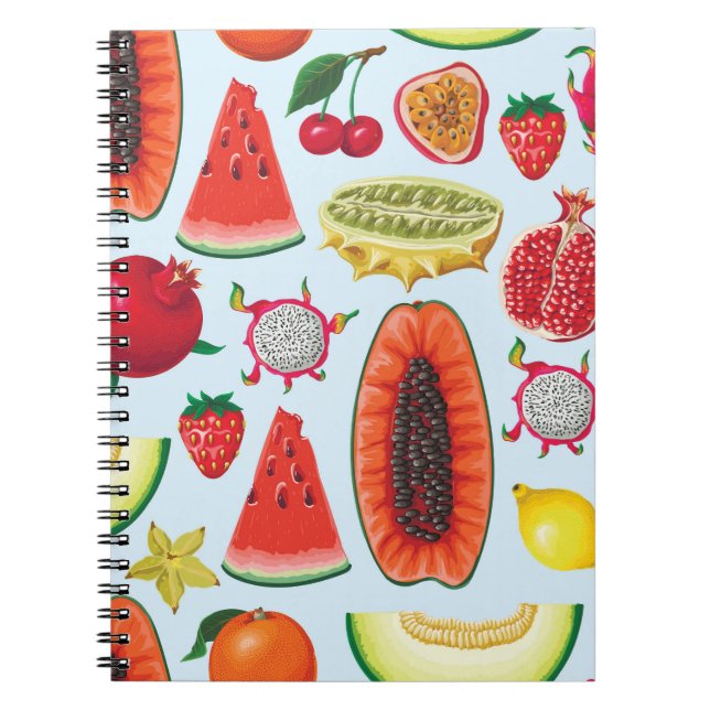 Cuaderno Frutas Exóticas: Impresión a la moda sin problemas (Frente)