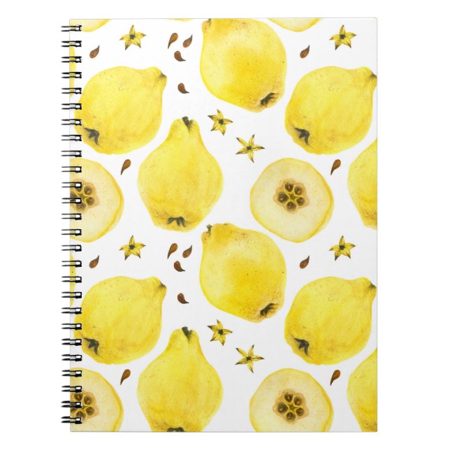 Cuaderno Frutas frescas de membrillo amarillo, acuarela tra (Frente)