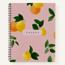 Cuaderno Frutas Naranjas de limón de portátil de espiral ro