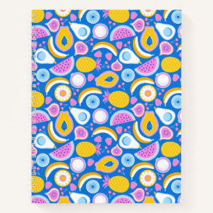Cuaderno Frutas tropicales jugosas - Fondo azul
