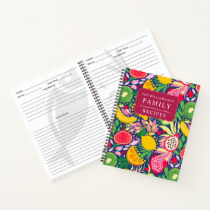 Cuaderno Frutas tropicales Monograma Recetas del patrón de