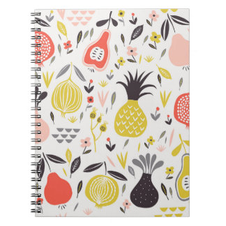 Cuaderno Frutas vintage, flores: patrón sin costuras.