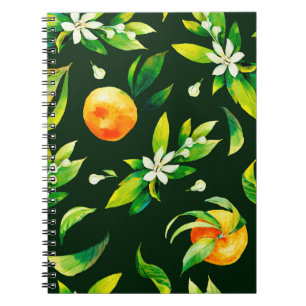 Cuaderno Frutas y hojas de cítricos de acuarela sin mar
