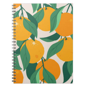 Cuaderno Frutas y hojas naranjas sin fisuras