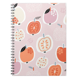 Cuaderno Fruto de manzana, abstracto, patrón de verano