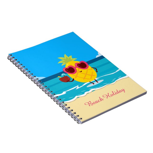 Cuaderno Fruto de piña en las vacaciones de playa Cute colo (Lado Derecho)
