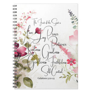 Cuaderno Fruto del Espíritu floral rosa