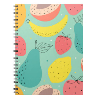 Cuaderno Frutos dibujados a mano, decoración sin costuras.