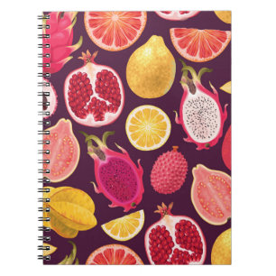Cuaderno Frutos exóticos: patrón incoloro y sin costuras