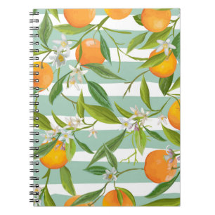 Cuaderno Frutos naranjas Florales: Vintage sin foco.