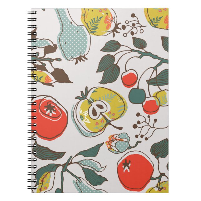 Cuaderno Frutos variados, coloridos y sin costuras. (Frente)