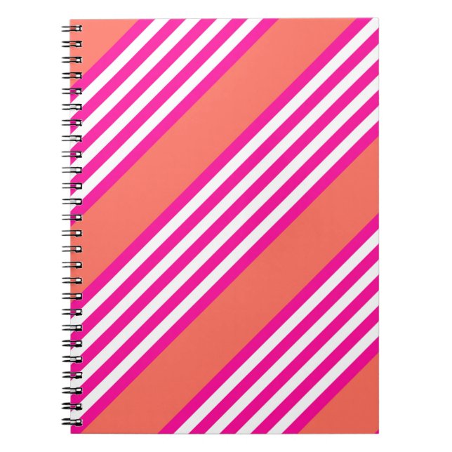 Cuaderno Fuchsia and living coral five stripes pattern (Frente)