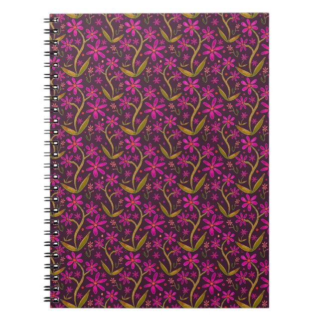 Cuaderno Fuchsia | Dancing Watercolor Daisies (Frente)