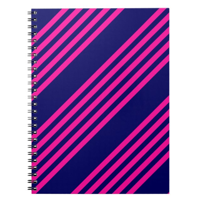 Cuaderno Fuchsia y azul marino de cinco rayas patrón (Frente)