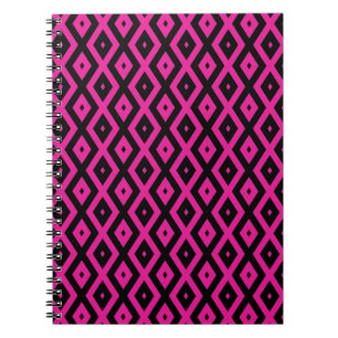 Cuaderno Fuchsia y patrón de diamante negro