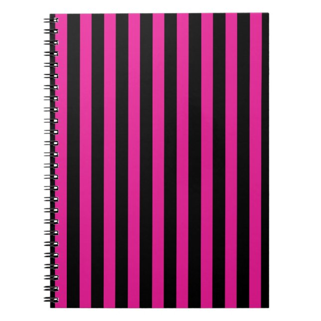 Cuaderno Fuchsia y rayas de caramelo negro (Frente)