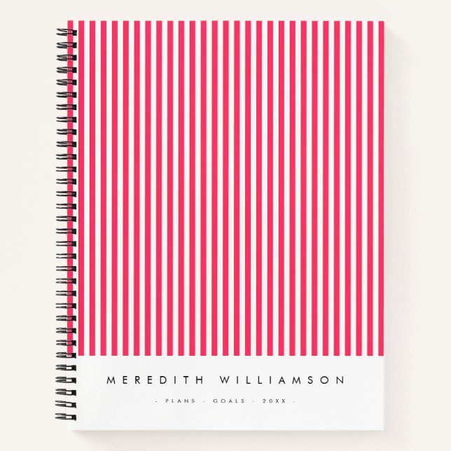 Cuaderno Fucsia Caliente Rosa Rayado Personalizado (Anverso)