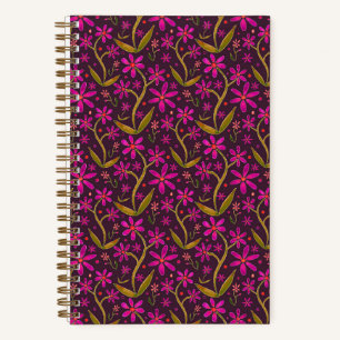 Cuaderno Fucsia Margaritas danzantes de acuarela