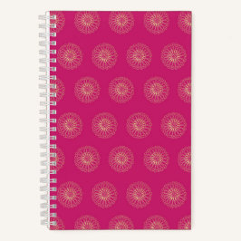 Cuaderno Fucsia | Medallones de Flor de Zinnia Dorada