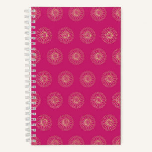 Cuaderno Fucsia   Medallones de Flor de Zinnia Dorada