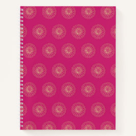Cuaderno Fucsia | Medallones de Flor de Zinnia Dorada