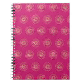 Cuaderno Fucsia | Medallones de Flor de Zinnia Dorada