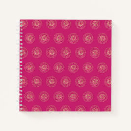 Cuaderno Fucsia | Medallones de Flor de Zinnia Dorada