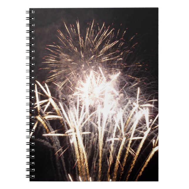 Cuaderno Fuegos artificiales blancos y dorados I Celebració (Frente)