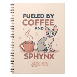 Cuaderno Fueled by Coffee and Sphynx Cat Art