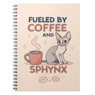 Cuaderno Fueled by Coffee and Sphynx Cat Art