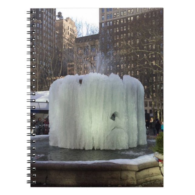 Cuaderno Fuente de hielo congelada Bryant Park New York Cit (Frente)