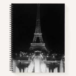 Cuaderno Fuente de París Vintage Torre Eiffel noche Dart Bo