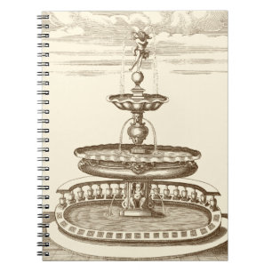 Cuaderno Fuente del patio con Cherub ornamental